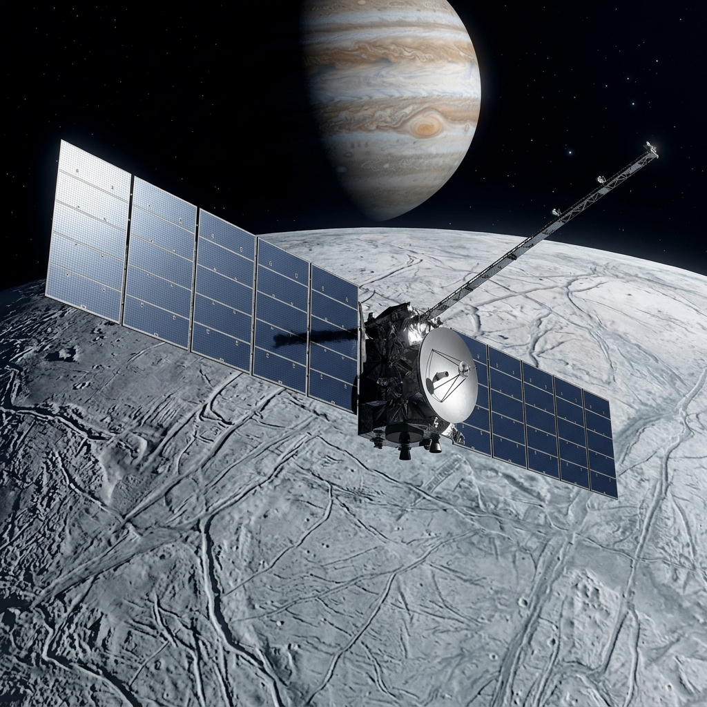 Europa Clipper Orbiting Jupiter